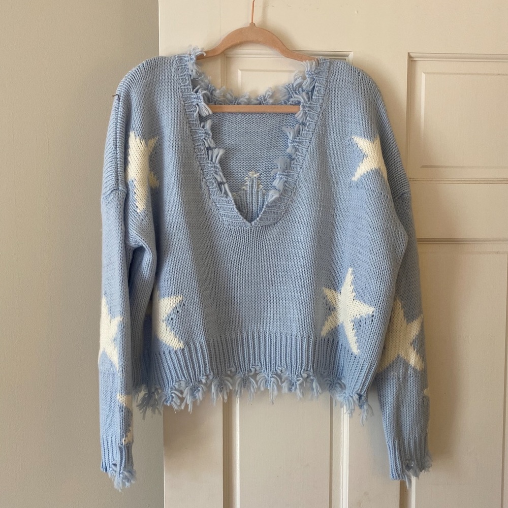 Blue & white star sweater